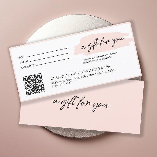Trendy, modern, handschrift, met qr-code, roze