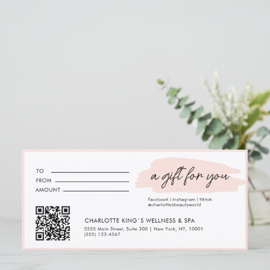 Trendy, modern, handschrift, met qr-code, roze (Staand voorkant)