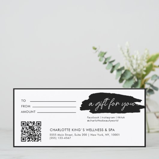 Trendy, modern, handschrift, met qr-code, wit (Staand voorkant)