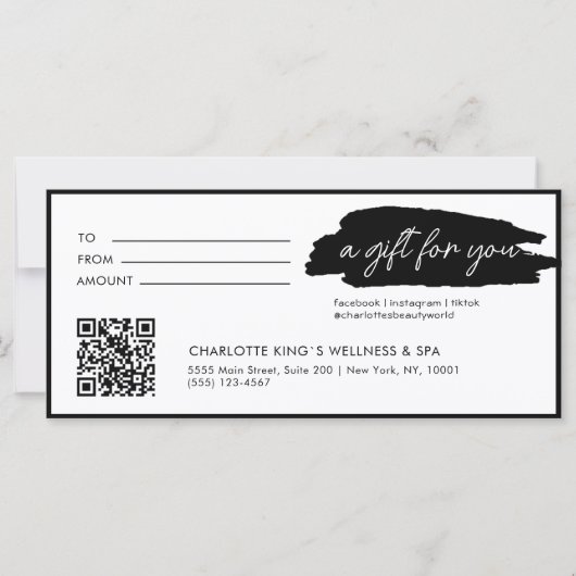 Trendy, modern, handschrift, met qr-code, wit (Voorkant)