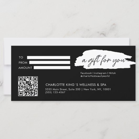 Trendy, modern, handschrift, met qr-code, zwart (Voorkant)