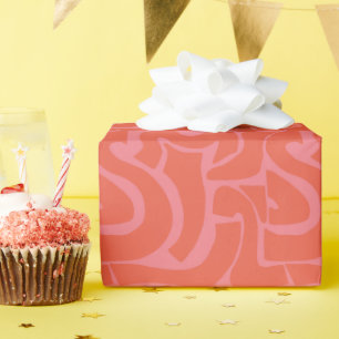 Trendy Modern helder gekleurd Sinaasappel & Roze Cadeaupapier