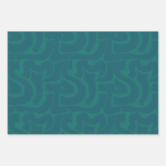 Trendy Modern Helder Gekleurd Turquoise & Marine B Inpakpapier Vel (Voorkant)