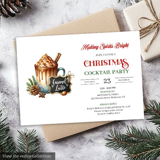 Trendy Modern Holiday Cocktails Party Invitation