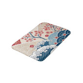 Trendy Modern Japanese Wave & Sakura Pattern Badmat (Gekanteld)