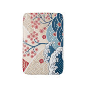Trendy Modern Japanese Wave & Sakura Pattern Badmat (Voorkant Verticaal)