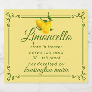 Trendy Modern Limoncello label voor kleine fles Likeurfles Etiket