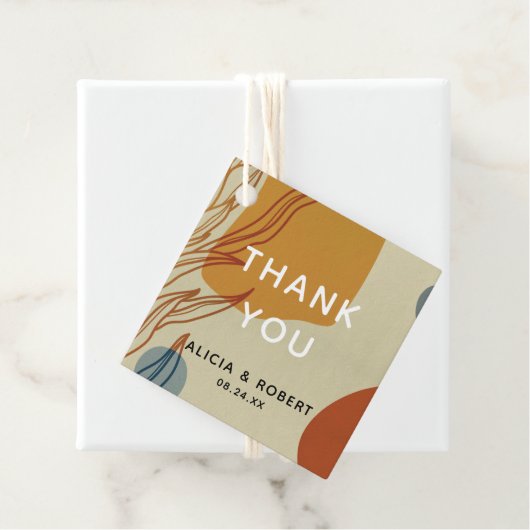 Trendy Modern Line Abstract Protea Botanical Bedankjes Labels (In situ)