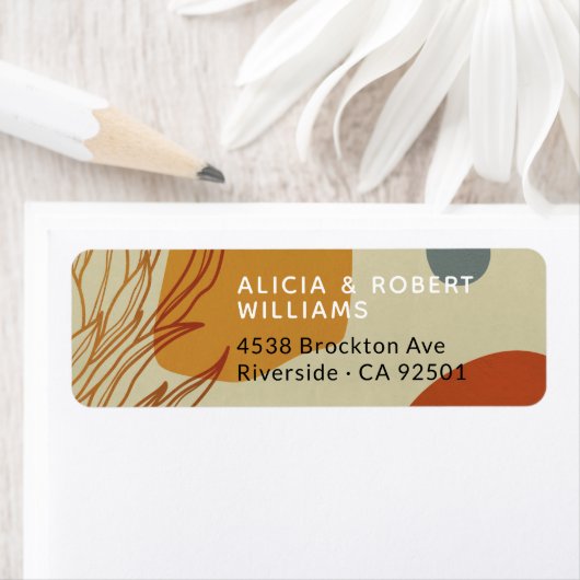 Trendy Modern Line Abstract Protea Botanical Etiket (Insitu)