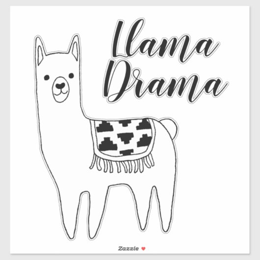 Trendy Modern Llama Sketch Llama Drama Script Sticker (Vel)