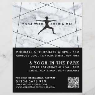 Trendy Modern Marble Yoga Class Adverteren Flyer