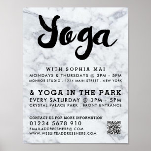Trendy Modern Marble Yoga Class Adverteren Poster
