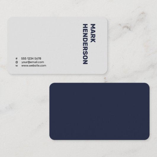 Trendy Modern Minimal Navy Blue Visitekaartje (Voorkant / Achterkant)