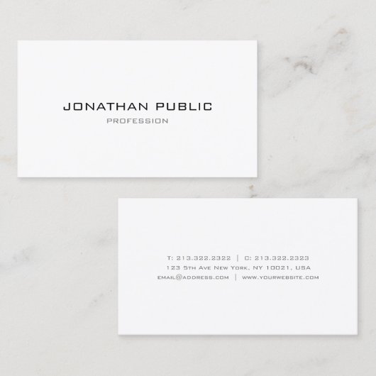 Trendy Modern Minimalist Sjabloon Professional Visitekaartje (Voorkant / Achterkant)