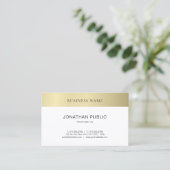 Trendy Modern Minimalistic Plain Gold Blik Elegant Visitekaartje (Staand voorkant)