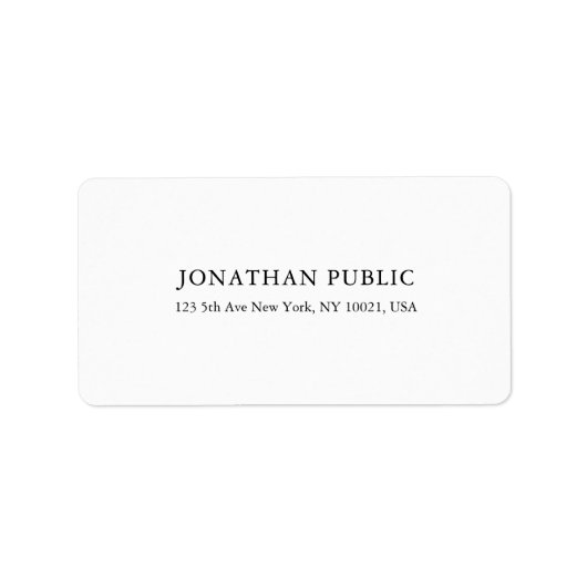 Trendy Modern Minimalistisch Elegant Plain White Etiket (Voorkant)