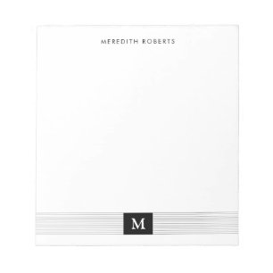 Trendy Modern Minimalistisch Zwart Witte Monogram Notitieblok