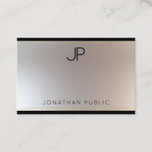 Trendy Modern Monogram Goud Zilver Elegant Visitekaartje