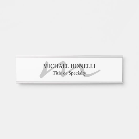 Trendy modern monogram initiaal professional deurbordje (Voorkant)