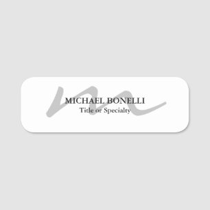 Trendy modern monogram initiaal professional naamplaatje
