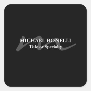 Trendy modern monogram initiaal professioneel zwar vierkante sticker