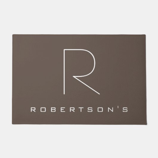 Trendy Modern Monogram Minimalist Familienaam Deurmat (Voorkant)