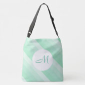 Trendy Modern Monogram Mint Green Striped Crossbody Tas (Achterkant)