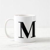 Trendy Modern Monogram Naam Black White Coffee Mok (Links)
