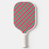 Trendy Modern Monogram Name Striped Pickleball Paddle (Voorkant)