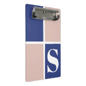 Trendy Modern Monogram Navy Blue Blush Pink Mini Klembord (Schuin)