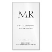 Trendy Modern Monogram Plain Minimalist Magnetisch Visitekaartje (Voorkant Verticaal)
