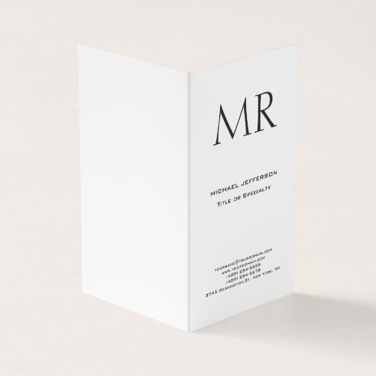 Trendy Modern Monogram Plain Minimalist Visitekaartjes (Buitenkant)