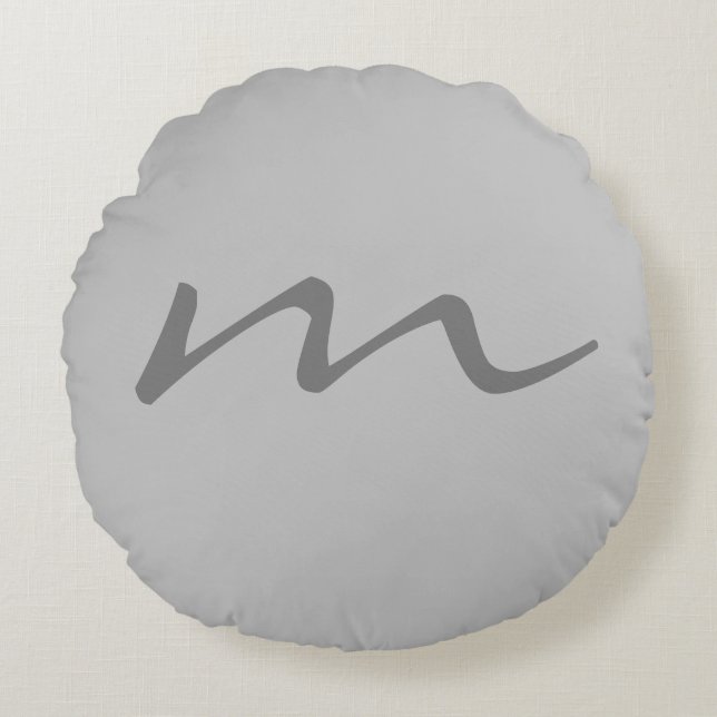 Trendy modern monogram professioneel grijs rond kussen (Voorkant)