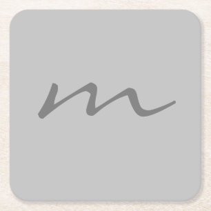 Trendy modern monogram professioneel grijs vierkante kartonnen onderzetter