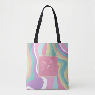 Trendy Modern Monogram Retro Patroon Draagtas