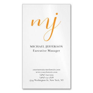 Trendy Modern Monogram Zwarte & Witte Magnetisch Visitekaartje