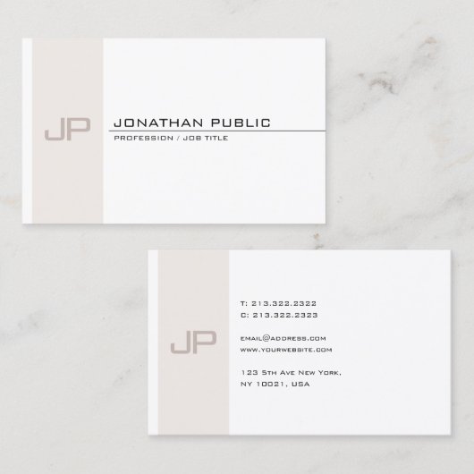 Trendy Modern Monogrammed Elegant Simple Sjabloon Visitekaartje (Voorkant / Achterkant)