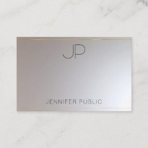 Trendy Modern Monogrammed Gold Silver Elegant Visitekaartje