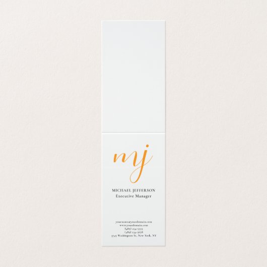 Trendy Modern Monogrammed Plain Black & White Visitekaartjes (Buitenkant ongevouwen)