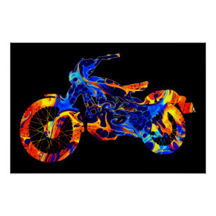 TRENDY MODERN MOTORCROSS KLEURRIJKE KUNST ABSTRACT PERFECT POSTER