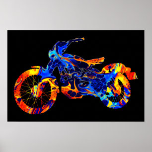 TRENDY MODERN MOTORCROSS KLEURRIJKE KUNST ABSTRACT POSTER