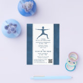 Trendy Modern Navy Blue Yoga Class Adverteren Flyer (Enkel)