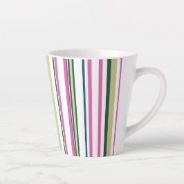Trendy Modern Nieuw Roze Groen Wit Strepen Latte Mok