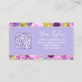 Trendy Modern Paars Floral Botanical QR Code Visitekaartje (Achterkant)