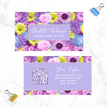 Trendy Modern Paars Floral Botanical QR Code