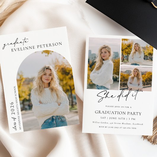 Trendy Modern Photo Graduation Invitation