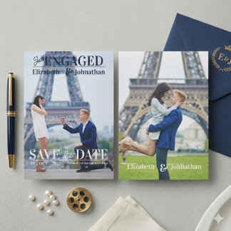 Trendy Modern Photo Magazine Save The Date Kaart