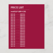 Trendy Modern Pink Makeup Artist Adverteren Flyer (Achterkant)