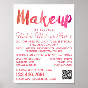 Trendy Modern Pink Makeup Artist Adverteren Poster