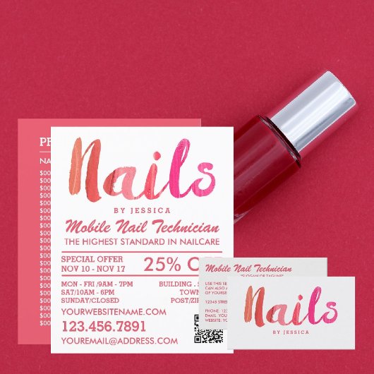 Trendy Modern Pink Nail Technicien, Nail Salon Flyer